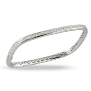 18K White Gold Modern Rounded Square Diamond Bangle